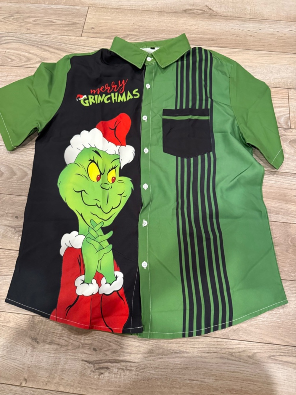 Kids Green Grinchmas Button-Up Shirt